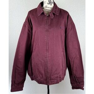 Polo Ralph Lauren Vintage 90s Men’s Maroon Flannel Lined Bomber Jacket, size XL
